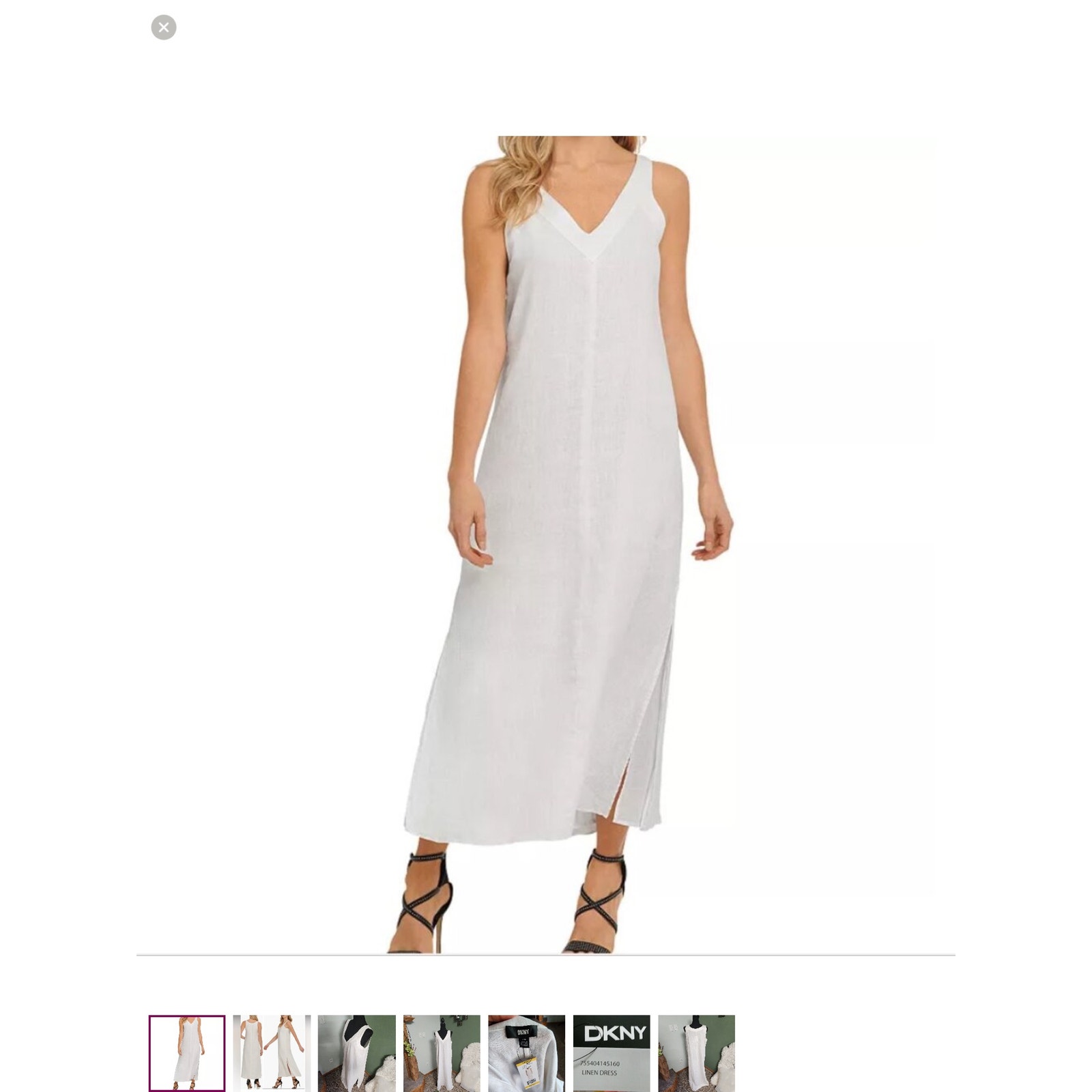 Dkny Linen Blend Sleeveless White Shift Long Maxi Dress Dress Nwt Xxl